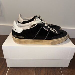 Golden Goose Black and White Suede Super-Star Sneakers